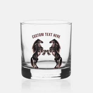 Vaso De Whiskey Caballo negro y texto Personalizado personalizado