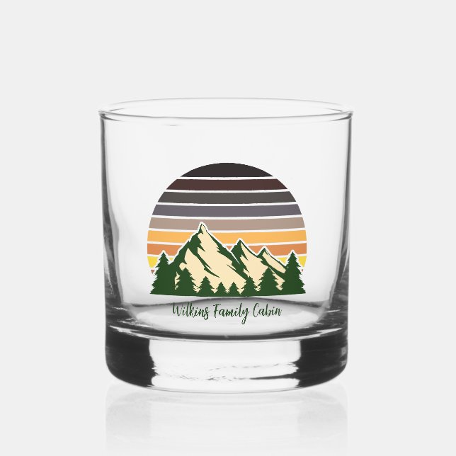 Vaso De Whiskey Cabaña de Montaña de los Bosques Verdes personaliz (Anverso)