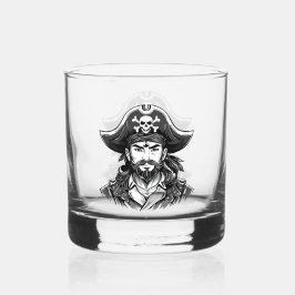 Vaso De Whiskey Cabeza de pirata con sombrero marinero y parche en