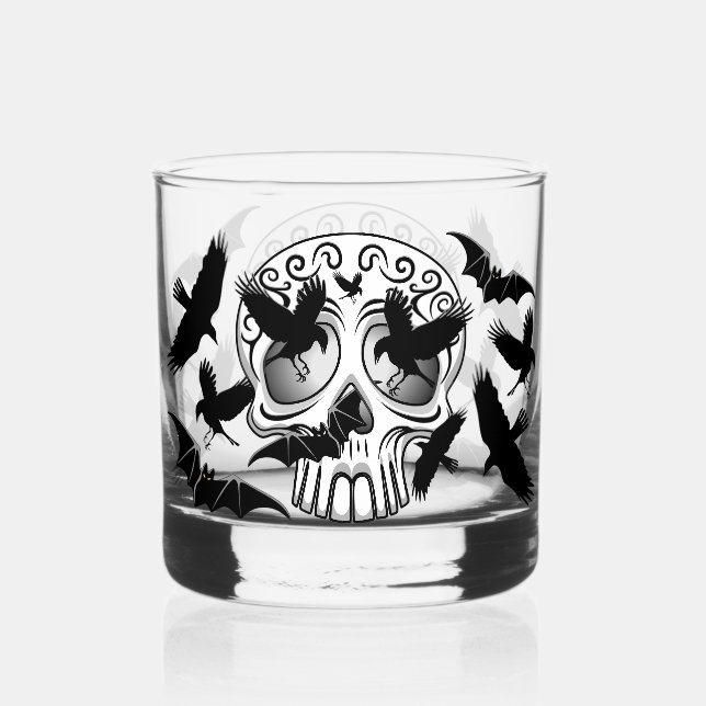 Vaso De Whiskey Calaveras decorativas de Halloween (Anverso)