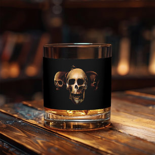 Vaso De Whiskey Calaveras Góticas Oscuras Trío Negro Humano Criatu