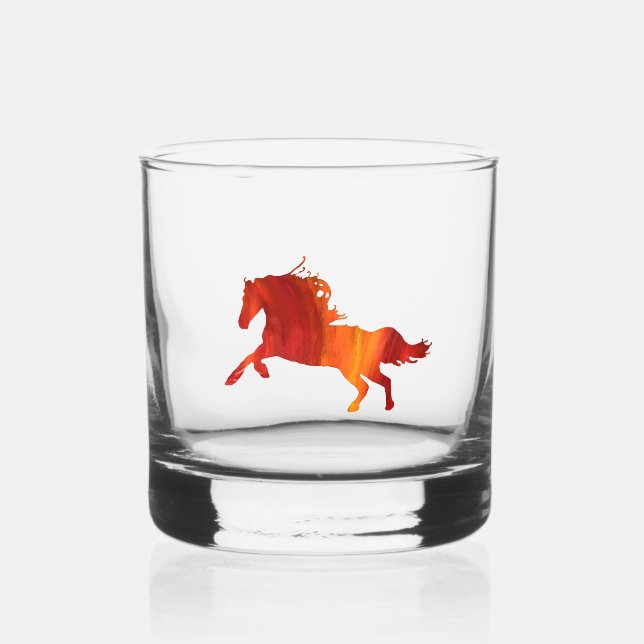Vaso De Whiskey Calcomanía de caballo de fuego (Anverso)