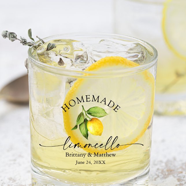 Vaso De Whiskey Calligrafía Watercolor Limoncello casero (Several styles to choose from.)