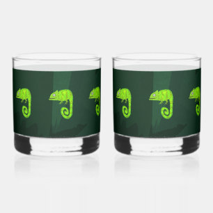 Vaso De Whiskey Camaleón lindo verde