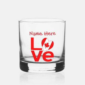 Vaso De Whiskey Canadian LOVE Rojo Personalizado