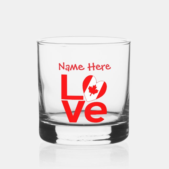 Vaso De Whiskey Canadian LOVE Rojo Personalizado (Anverso)