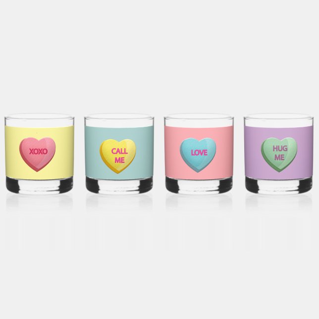 Vaso De Whiskey Candy Love Hearts Romantic Words Colorful (Anverso)