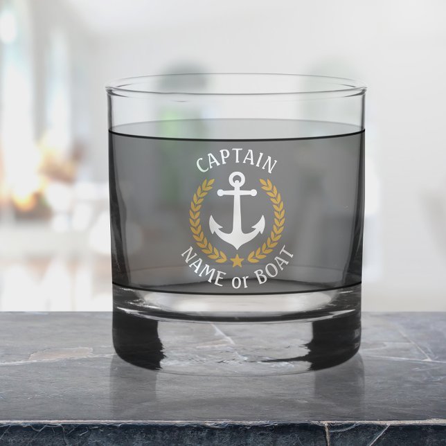 Vaso De Whiskey Capitán Nombre Barco Anchor Estrella de Oro (Subido por el creador)