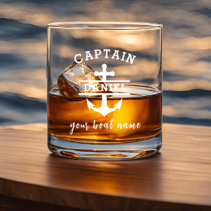Vaso De Whiskey Capitán personalizado Boat Nautical Anchor