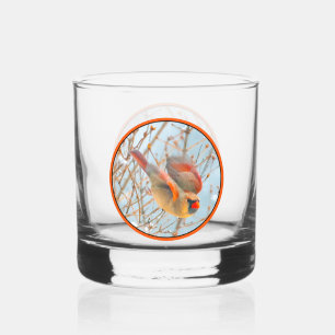 Vaso De Whiskey Cardenal norte volando - Fotografía original
