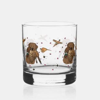 Vaso De Whiskey Caza con Labrador Retriever de Chocolate