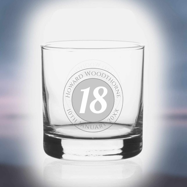 Vaso De Whiskey Celebración de cumpleaños con nombre, edad y fecha (Subido por el creador)