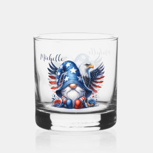 Vaso De Whiskey Celebración Patriótica del Gnomo y el Águila Ameri