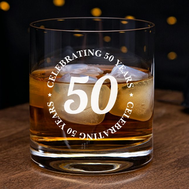 Vaso De Whiskey Celebrando 50 años 550 cumpleaños (Celebrating 50 Years Fifty 50th Birthday Whiskey Glass
)
