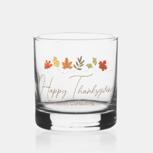Vaso De Whiskey Chic Feliz Día de Acción de Gracias Hojas Fiesta P