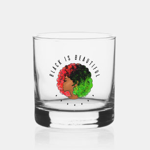 Vaso De Whiskey Chica negra panafricana mujer orgullo afro verde r