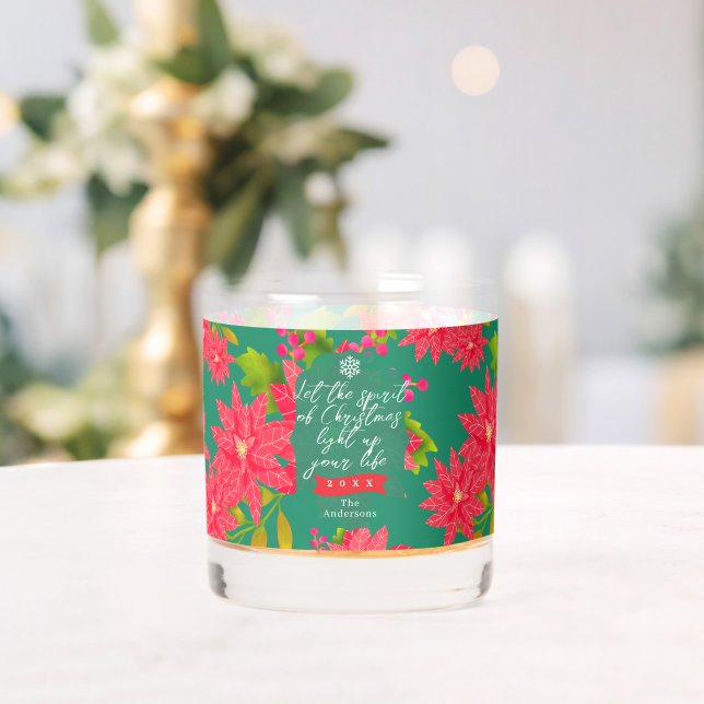 Vaso De Whiskey Christmas Poinsettia Teal (Insitu (Boda))