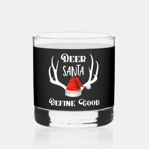 Vaso De Whiskey Ciervo Santa Definir Buen Navidad Cuerno