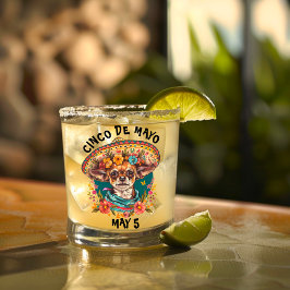 Vaso De Whiskey Cinco de Mayo Chihuahua con Sombrero y Serape