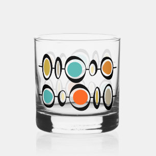 Vaso De Whiskey Círculos abstractos funky turquesa naranja mediado