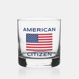 Vaso De Whiskey Ciudadano Americano Negrita Bandera Estadounidense