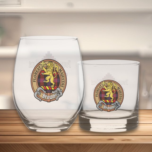 Vaso De Whiskey Clan Brown Escudo sobre Tartán (Subido por el creador)