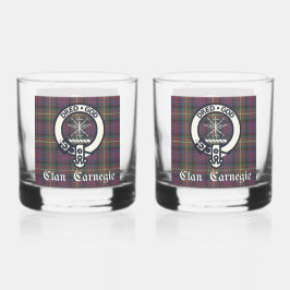 Vaso De Whiskey Clan Carnegie Escudo Tartan