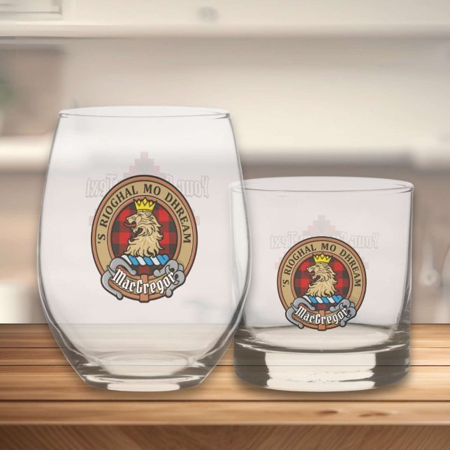 Vaso De Whiskey Clan Gregor Escudo sobre Rob Roy Tartán (Subido por el creador)
