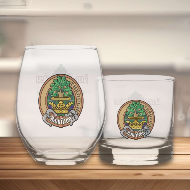 Vaso De Whiskey Clan Hamilton Escudo sobre la caza de tartán (Subido por el creador)