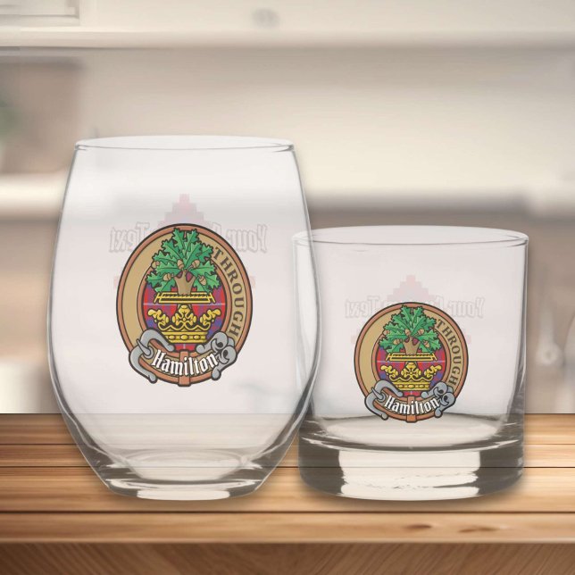 Vaso De Whiskey Clan Hamilton Escudo sobre Red Tartán (Subido por el creador)