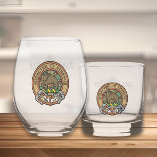Vaso De Whiskey Clan Pollock Escudo sobre Tartán