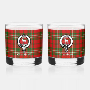 Vaso De Whiskey Clan Scott Escudo Badge & Tartan Personalizable