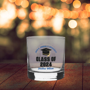 Vaso De Whiskey Clase de 2026 Graduación Azul Personalizada Gradua