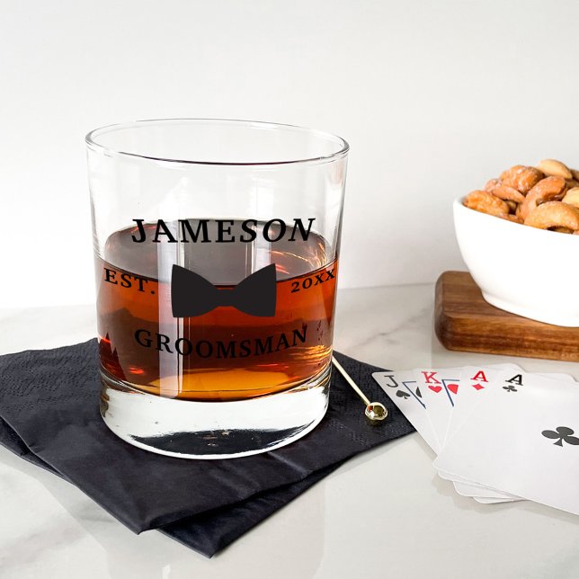 Vaso De Whiskey Clásico Groomsman Bow Tie (Subido por el creador)