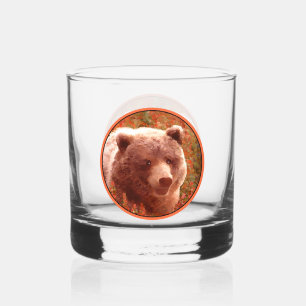 Vaso De Whiskey Club de oso pardo en pintura de marihuana de fuego