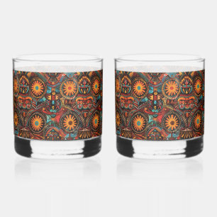 Vaso De Whiskey Cobalto enigmático "Impresión Ancestral Timeless"