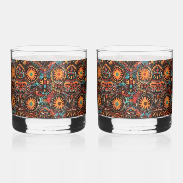 Vaso De Whiskey Cobalto enigmático "Impresión Ancestral Timeless"  (Anverso)