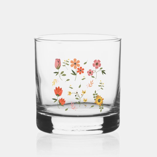 Vaso De Whiskey colección de flores (Anverso)