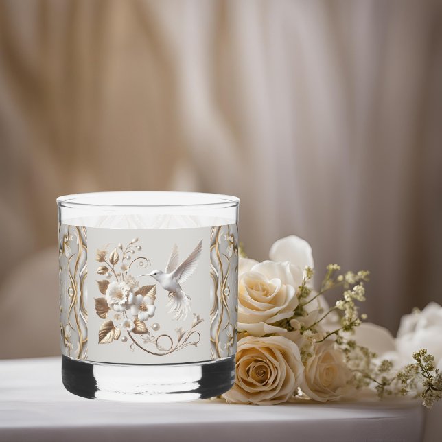 Vaso De Whiskey Colibrí blanco elegante (Subido por el creador)