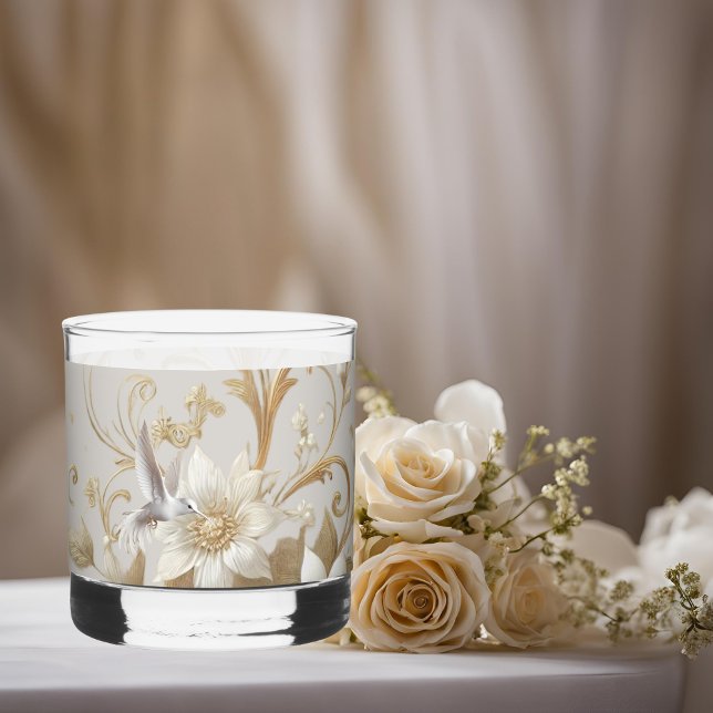 Vaso De Whiskey Colibrí Blanco Fancy Floral (Subido por el creador)