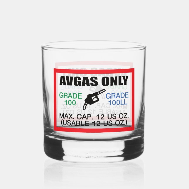 Vaso De Whiskey combustible AVGAS / 100LL solamente (Reverso )