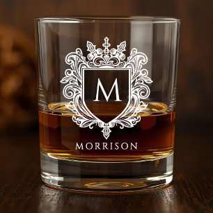 Vaso de Whiskey con Cresta de Monograma Impresa Bl