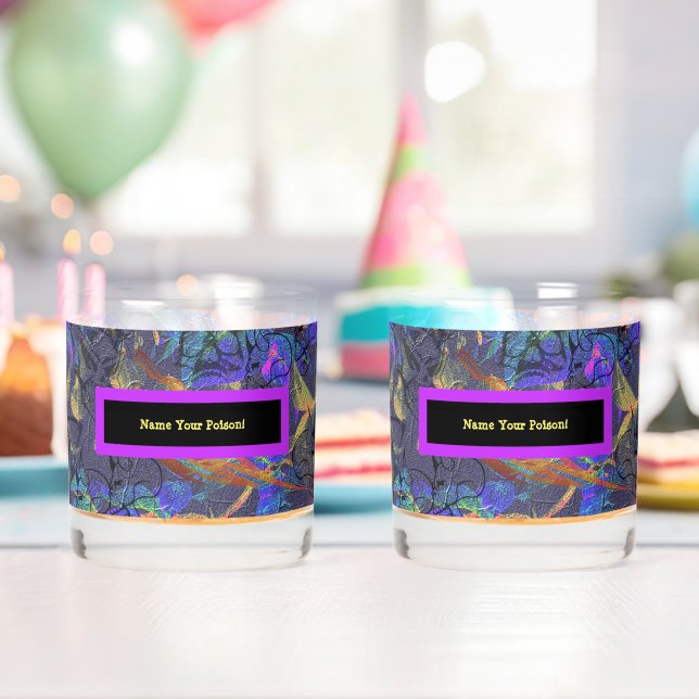 Vaso De Whiskey Conjunto de 2 Nombre su veneno (Insitu (Cumpleaños))