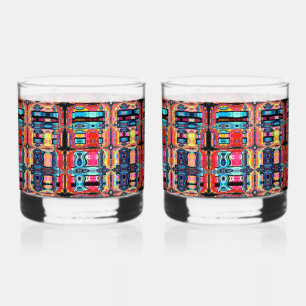 Vaso De Whiskey Conjunto de bebidas abstractas multicolores