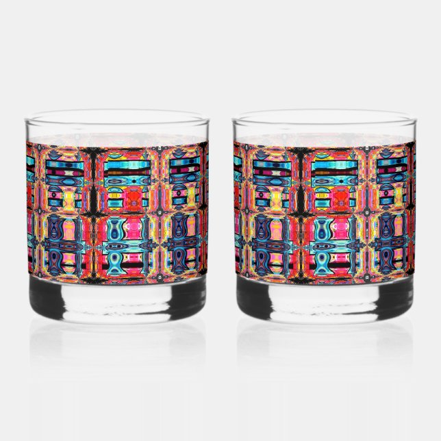 Vaso De Whiskey Conjunto de bebidas abstractas multicolores (Anverso)