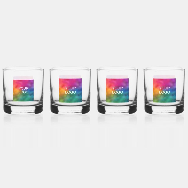 Vaso De Whiskey Conjunto de logotipos comerciales de plantilla mín (Anverso)