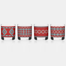 Vaso De Whiskey Conjunto surtido de turquesa y rojo de las mesas d