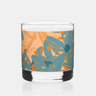 Vaso De Whiskey Contemporary Leaf Design in Peach