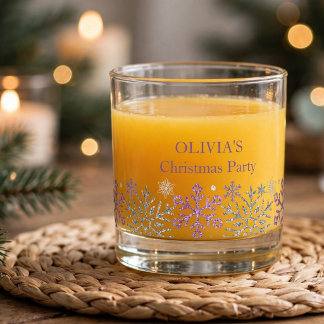 Vaso De Whiskey Copo de nieve Navidad Morado Plateado