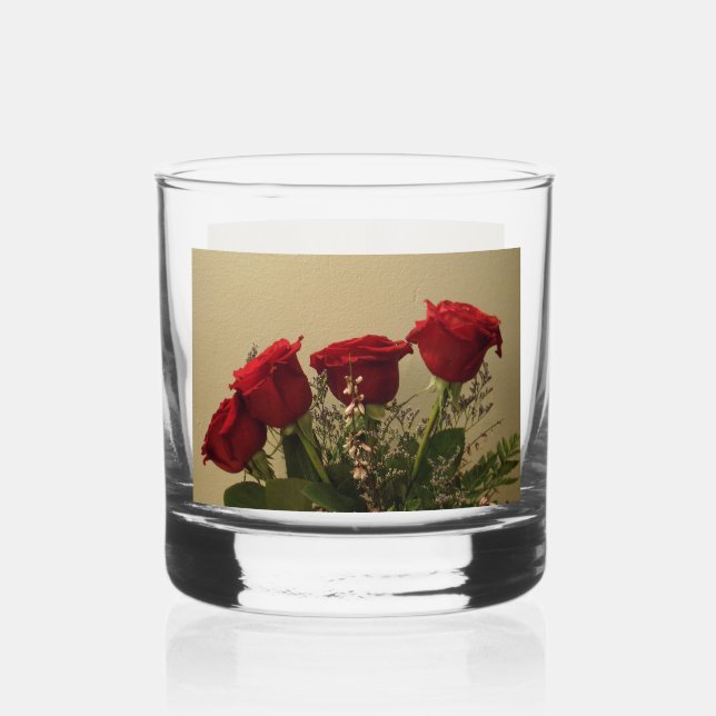 Vaso De Whiskey Copo de rocas de rosas rojas (Reverso )